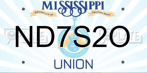 ND7S2O Mississippi License Plate