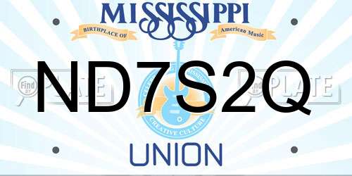 ND7S2Q Mississippi License Plate