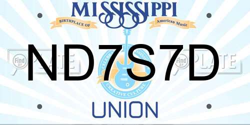 ND7S7D Mississippi License Plate