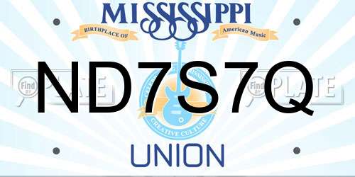 ND7S7Q Mississippi License Plate