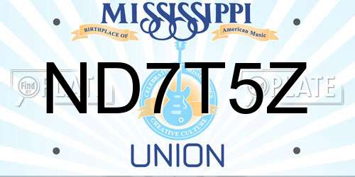 ND7T5Z Mississippi License Plate