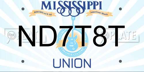 ND7T8T Mississippi License Plate