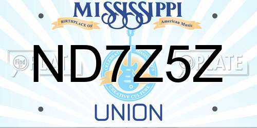 ND7Z5Z Mississippi License Plate