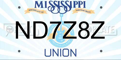 ND7Z8Z Mississippi License Plate
