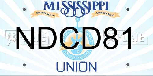NDCD81 Mississippi License Plate