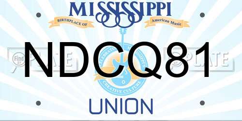 NDCQ81 Mississippi License Plate