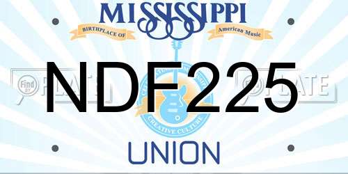 NDF225 Mississippi License Plate