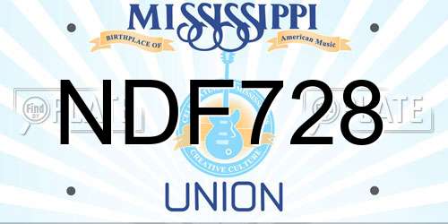 NDF728 Mississippi License Plate