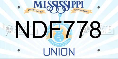 NDF778 Mississippi License Plate
