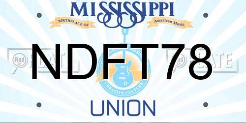 NDFT78 Mississippi License Plate