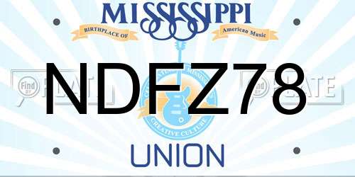NDFZ78 Mississippi License Plate