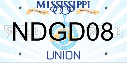 NDGD08 Mississippi License Plate