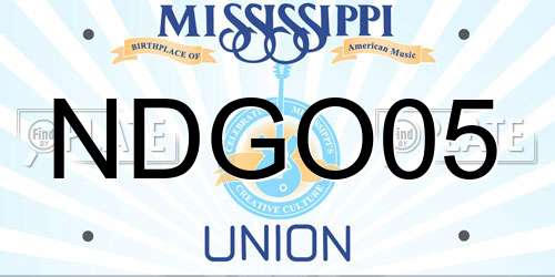 NDGO05 Mississippi License Plate