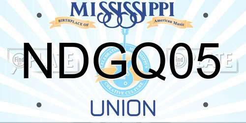 NDGQ05 Mississippi License Plate
