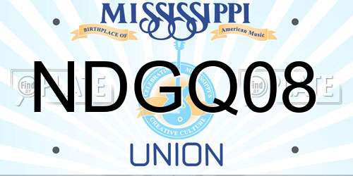 NDGQ08 Mississippi License Plate
