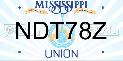 NDT78Z Mississippi License Plate