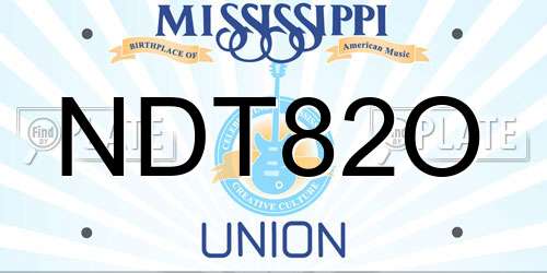 NDT82O Mississippi License Plate