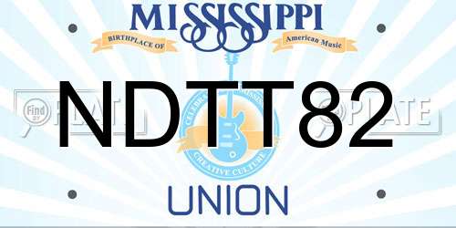 NDTT82 Mississippi License Plate