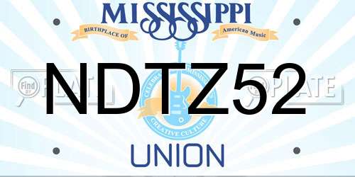 NDTZ52 Mississippi License Plate
