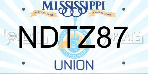 NDTZ87 Mississippi License Plate