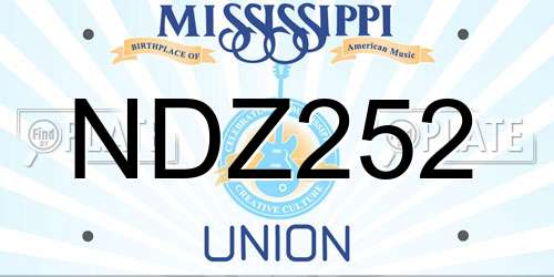 NDZ252 Mississippi License Plate