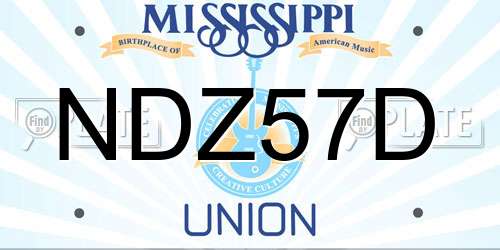NDZ57D Mississippi License Plate