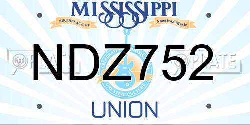 NDZ752 Mississippi License Plate