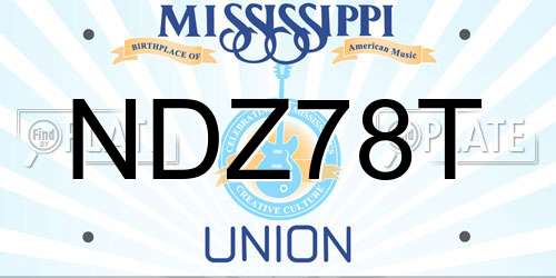 NDZ78T Mississippi License Plate