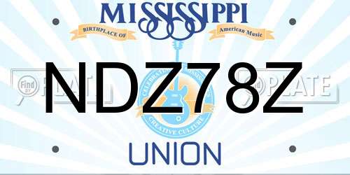 NDZ78Z Mississippi License Plate