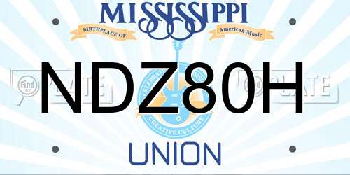 NDZ80H Mississippi License Plate