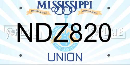 NDZ820 Mississippi License Plate