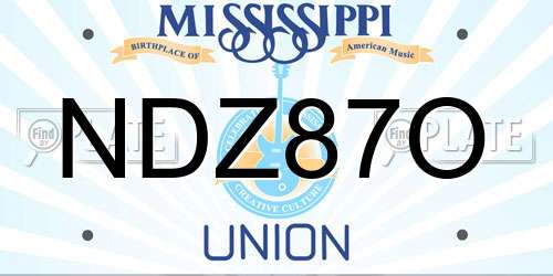 NDZ87O Mississippi License Plate