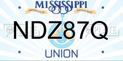 NDZ87Q Mississippi License Plate
