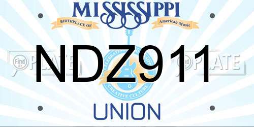 NDZ911 Mississippi License Plate