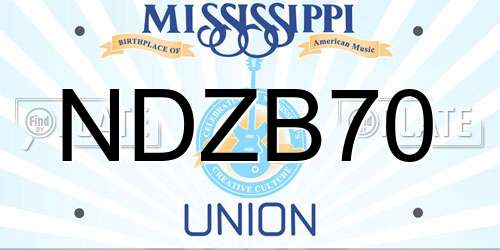 NDZB70 Mississippi License Plate
