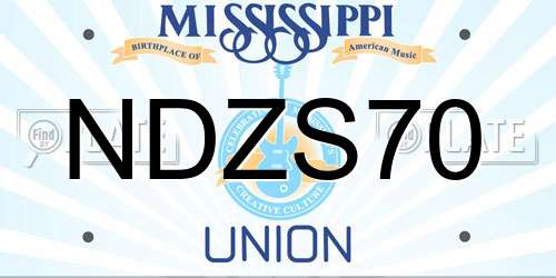 NDZS70 Mississippi License Plate