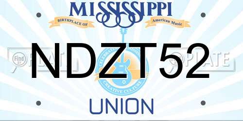 NDZT52 Mississippi License Plate