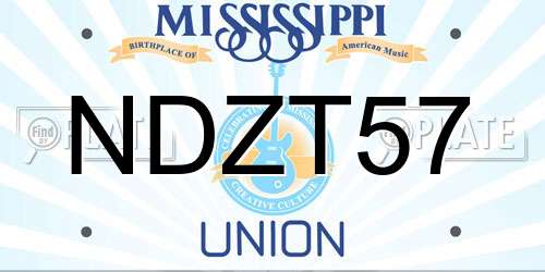 NDZT57 Mississippi License Plate