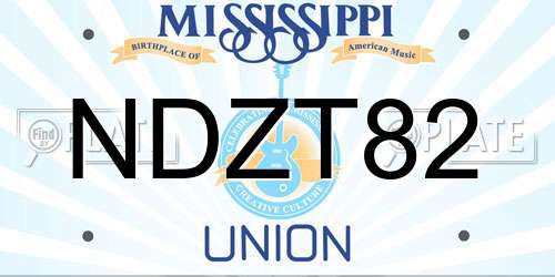 NDZT82 Mississippi License Plate