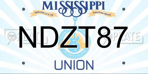 NDZT87 Mississippi License Plate