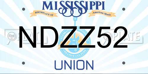 NDZZ52 Mississippi License Plate