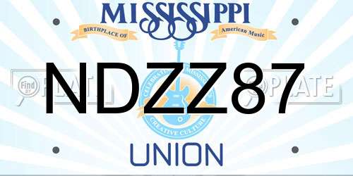 NDZZ87 Mississippi License Plate