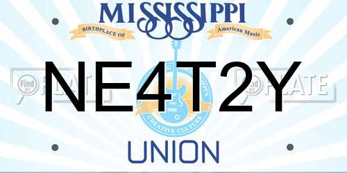 NE4T2Y Mississippi License Plate