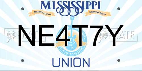 NE4T7Y Mississippi License Plate