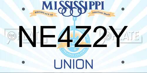 NE4Z2Y Mississippi License Plate