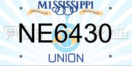 NE6430 Mississippi License Plate