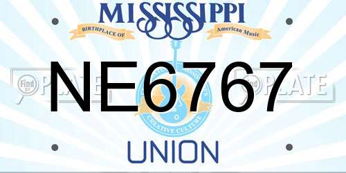 NE6767 Mississippi License Plate