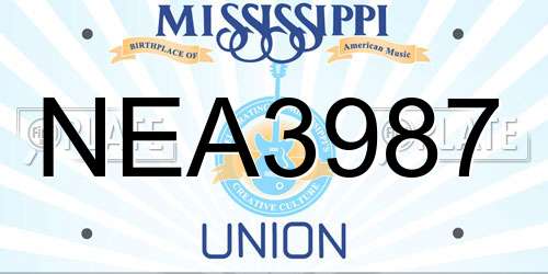 NEA3987 Mississippi License Plate