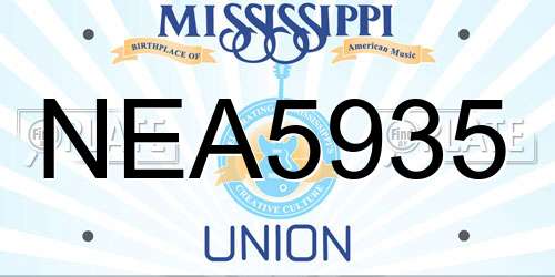 NEA5935 Mississippi License Plate