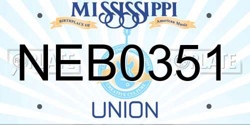 NEB0351 Mississippi License Plate